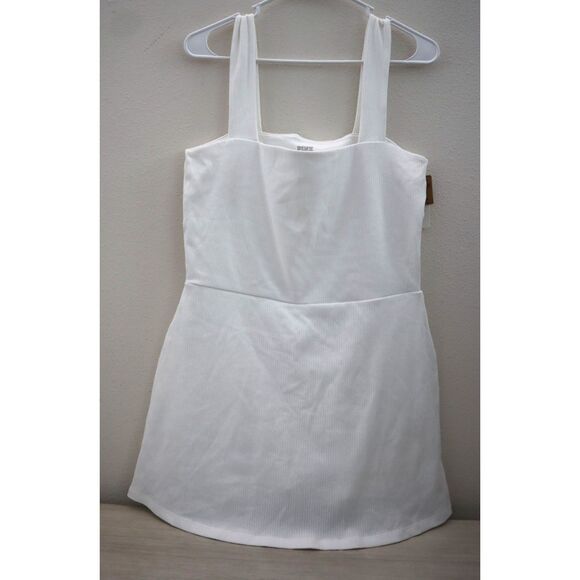 PINK  x Victoria's Secret Women's Sz XL White Ribbed Square Neck Active Dress - Picture 1 of 13